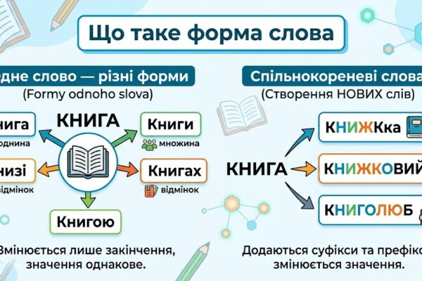 Що таке форма слова та чим вона відрізняється від спільнокореневих